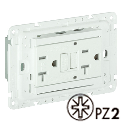 Double American 15A GFCI Shutter Socket 2P+T 127V - 3 Modules