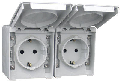 Tomada Dupla Schuko Horizontal