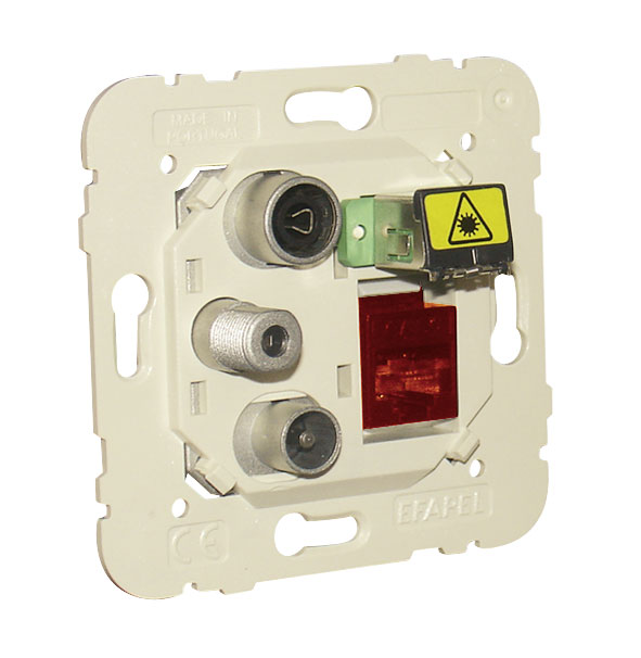 Tomada Mista R - TV - SAT - RJ45 Cat. 6 UTP - FO SC-APC Estrela